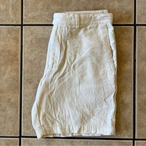Banana Republic | white linen cotton blend trouser shorts mid rise